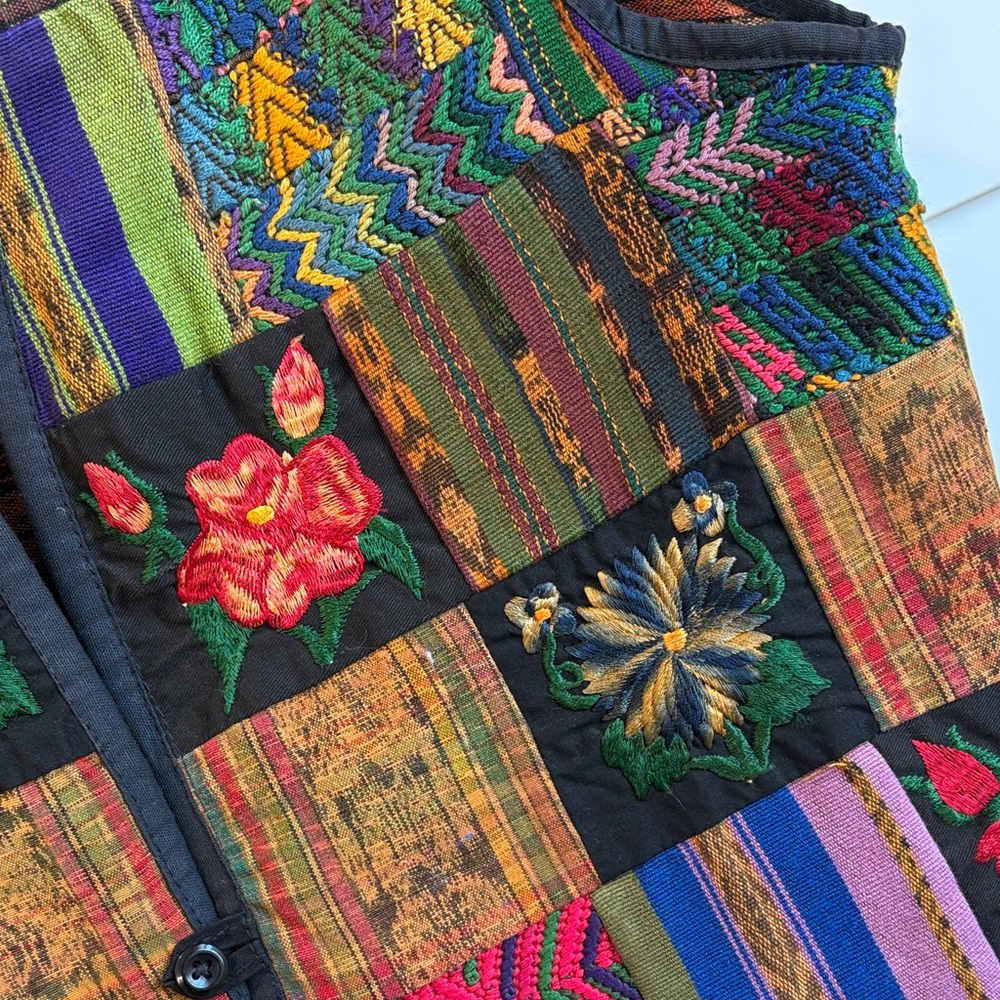 Colorful Handcrafted Patchwork Vest With Floral E… - image 6